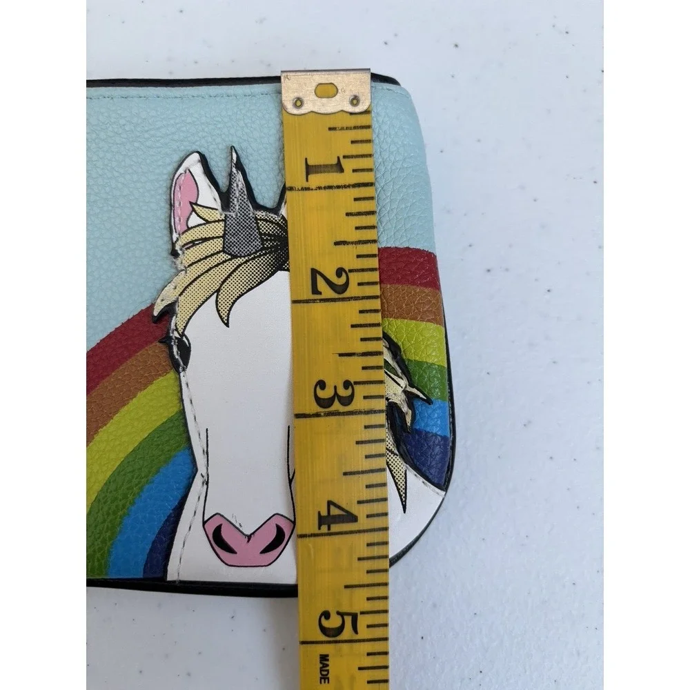 Sleepyville Critters Light Blue Rainbow Unicorn Zipper Handbag with Wrist‎ Strap